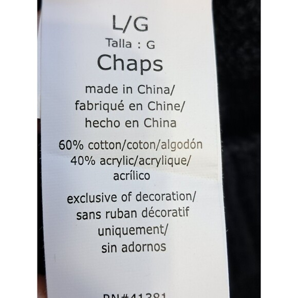 Chaps Grandpa Cardigan Knit Collared Sweater Button Up Long Sleeve Black Large - Picture 11 of 11